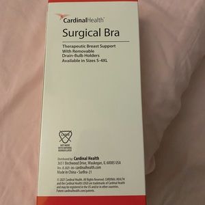 Cardinal health surgical bra size 2x has holder for drains. Have two brand new